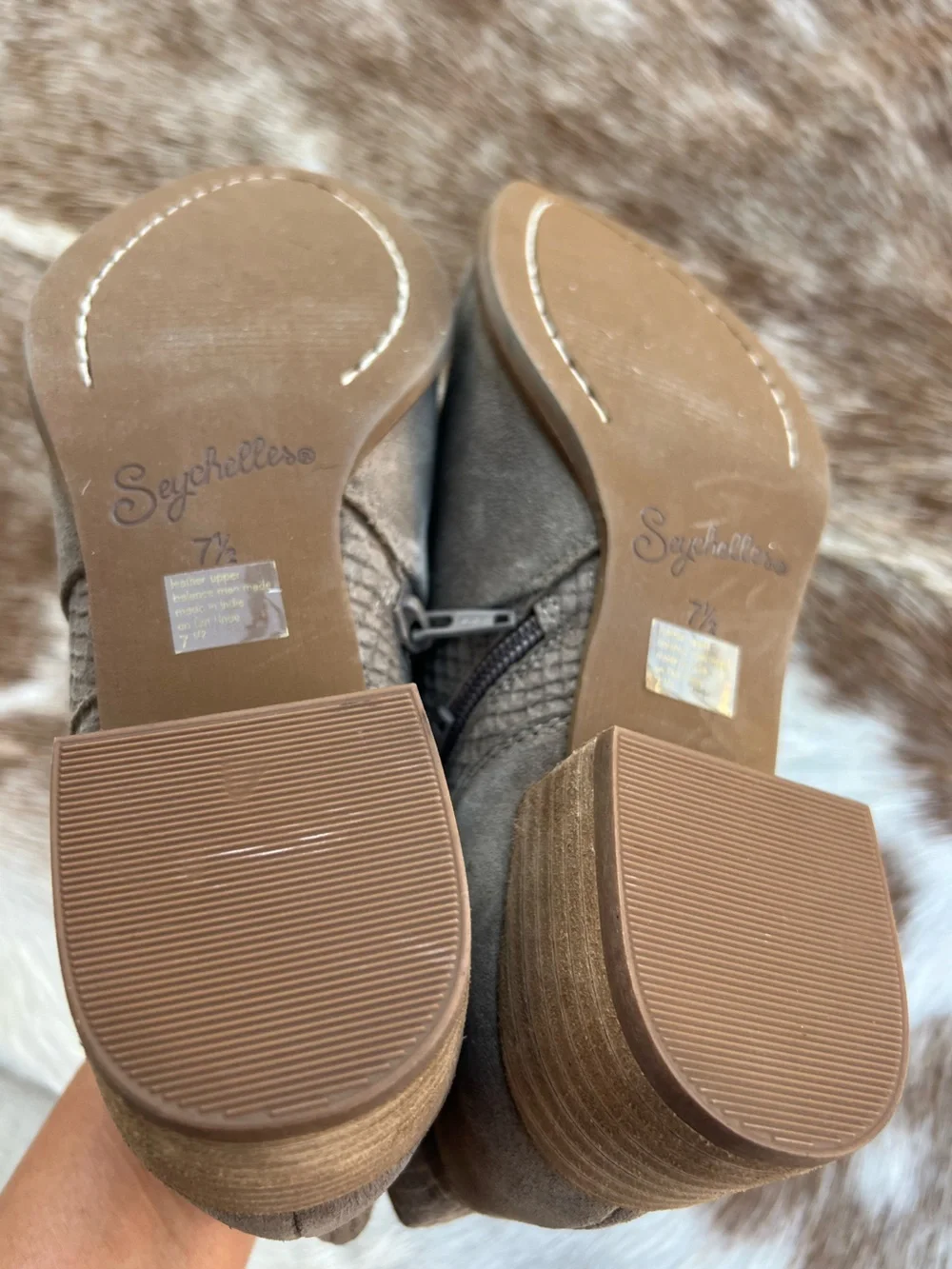 Seychelles Taupe Suede Cutout Ankle Booties